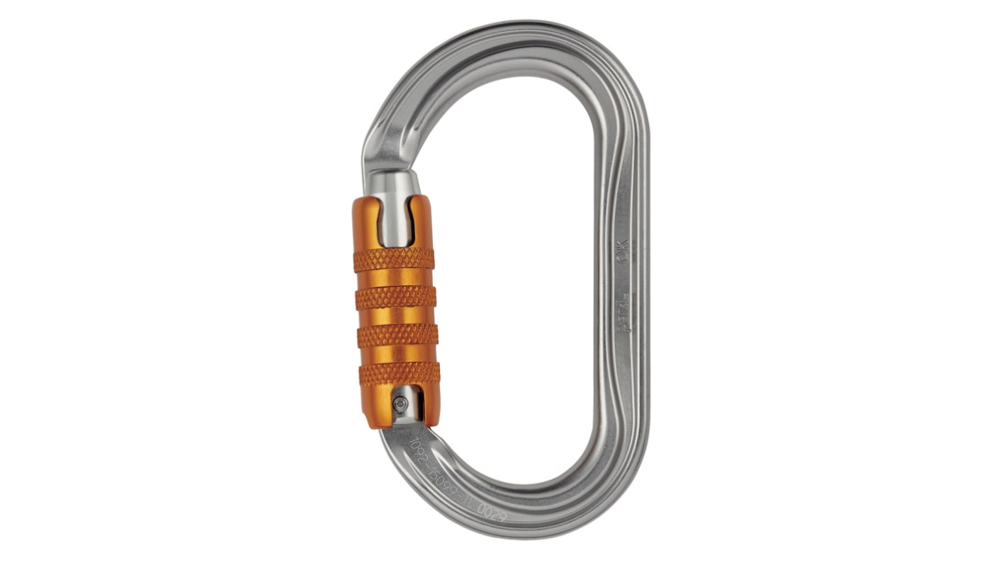 Moschettone Petzl, apertura da 22mm, bloccaggio a Tripla azione, in Alluminio, acciaio inox