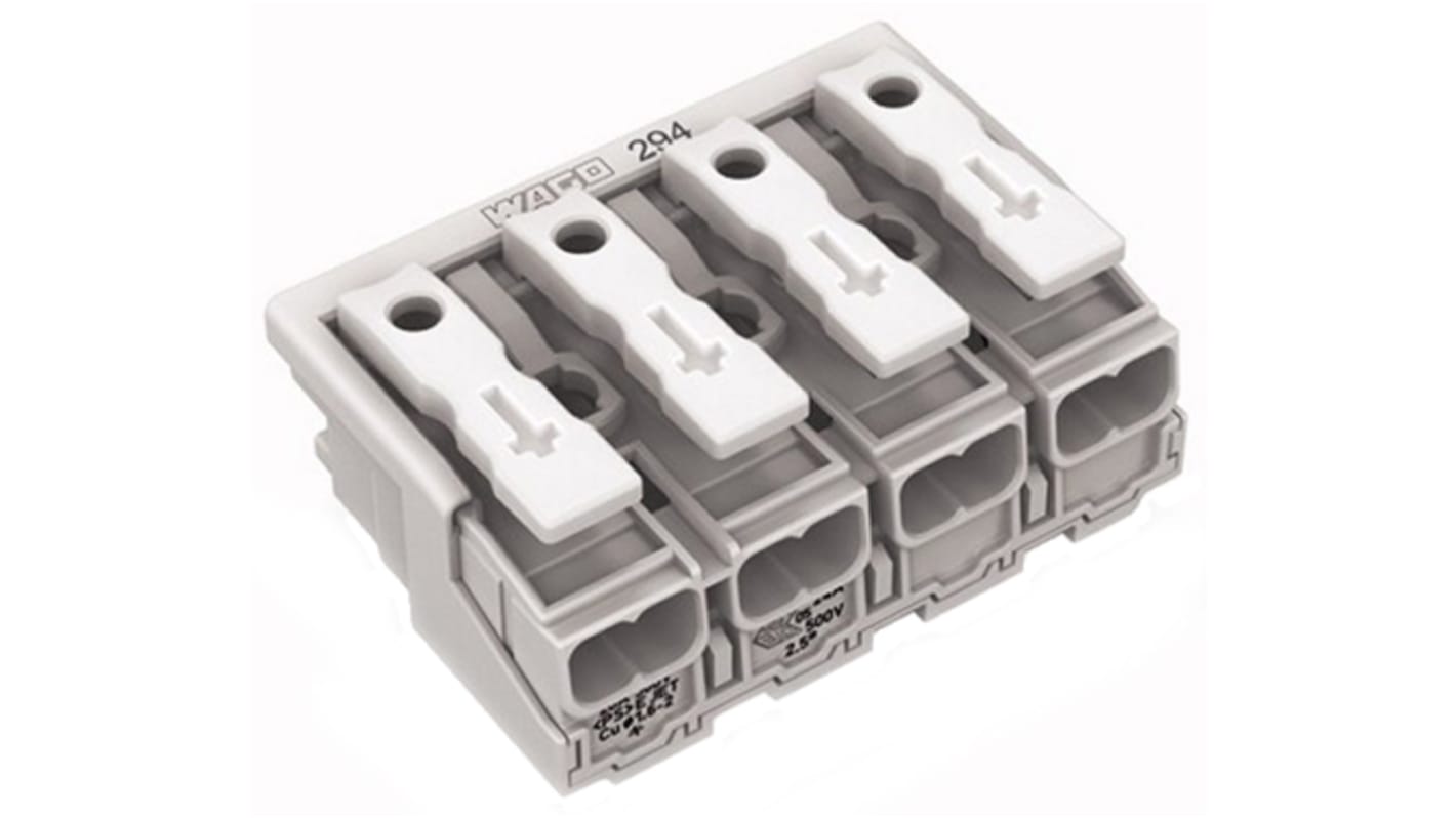 WAGO 294 Series Power Supply Connector, 4-Pole, Female, 24A