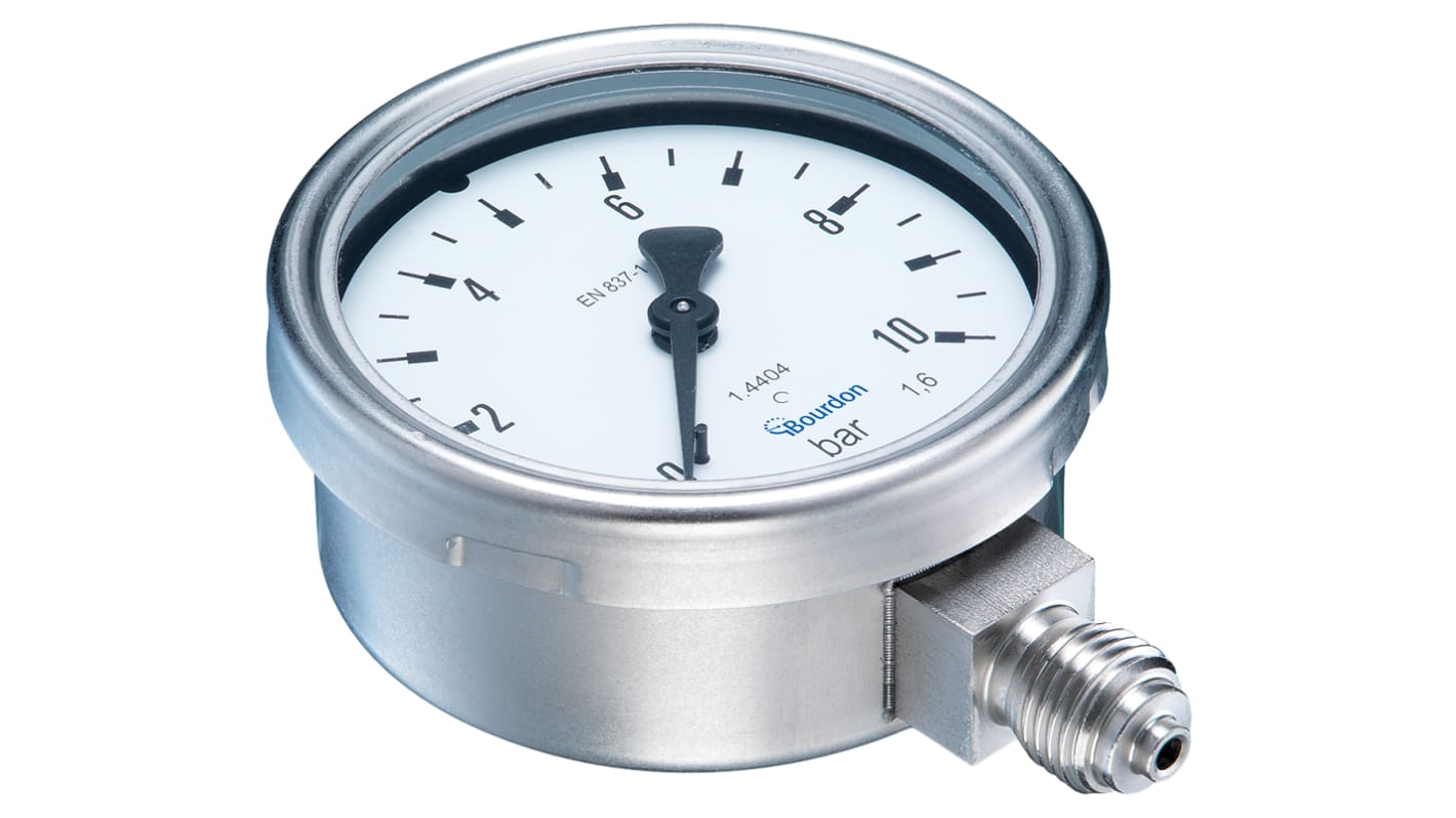 Bourdon G 1/4 Analogue Pressure Gauge 0bar Bottom Entry 63mm Outside Diameter