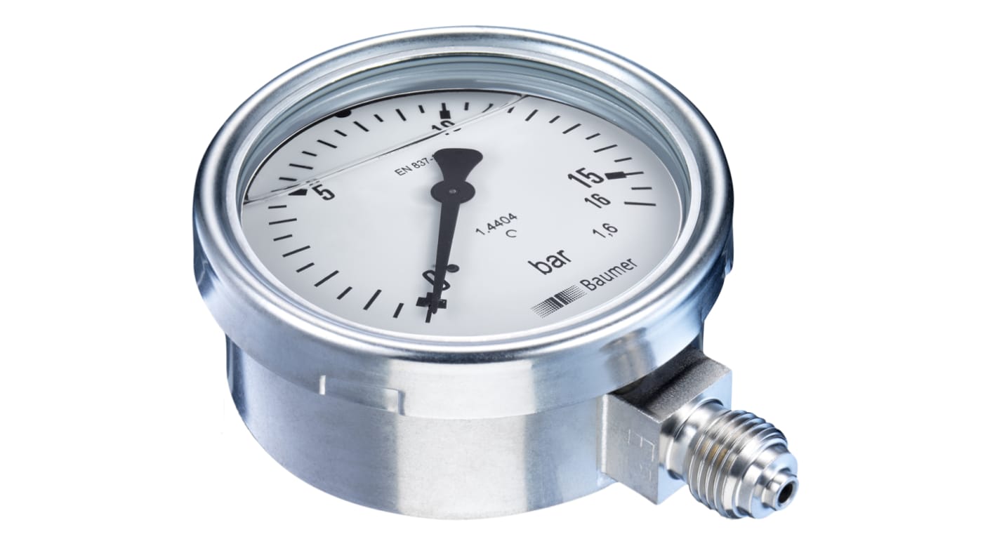 Bourdon G 1/4 Analogue Pressure Gauge 6bar Bottom Entry, MEX3D21B20, With RS Calibration, 0bar min.