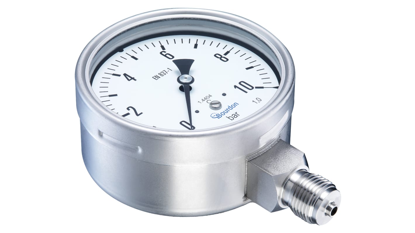 Bourdon Analogue Pressure Gauge 6bar Bottom Entry, MEX5D30B20, UKAS, 0bar min.