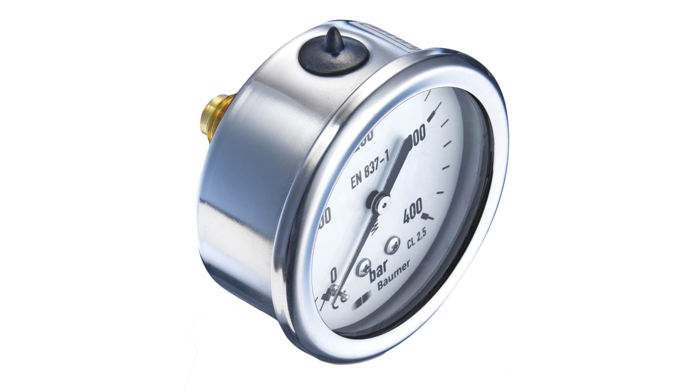 Bourdon G 1/4 Analogue Pressure Gauge 6bar Back Entry, MIT3F20B20, With RS Calibration, 0bar min.