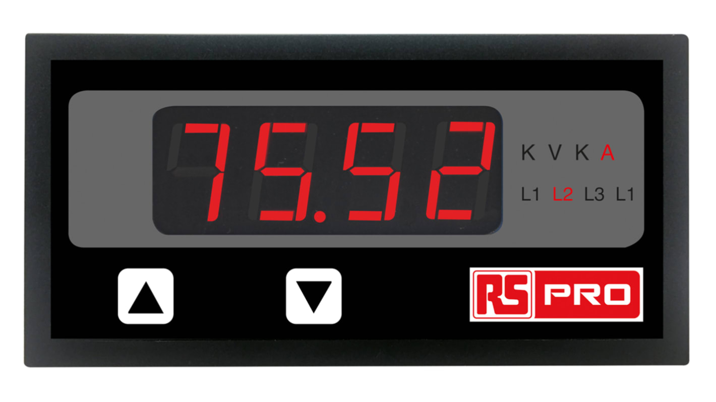 RS PRO Digital Ammeter AC, 43.5mm x 92mm, ±0.5% + 1 Digit