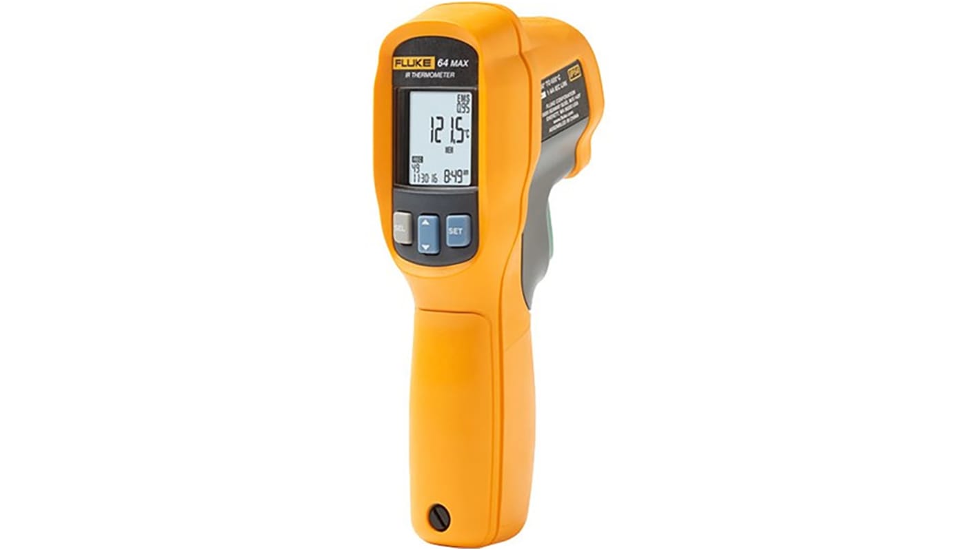 Fluke 64 MAX Infrared Thermometer, -30°C Min, ±1 °C Accuracy, °C and °F Measurements With RS Calibration