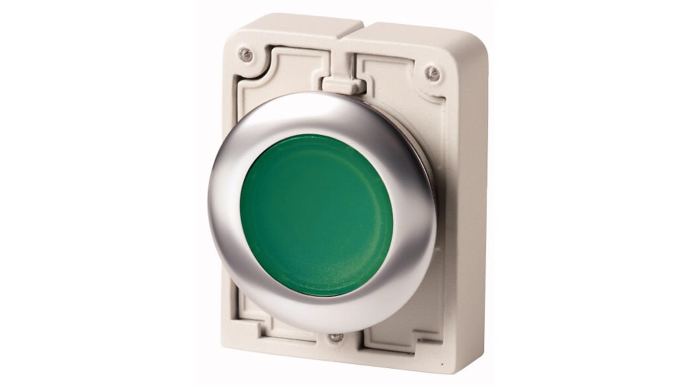 Eaton RMQ Titan M30 Series Green Illuminated Momentary Push Button, 30mm Cutout, IP66, IP67, IP69K