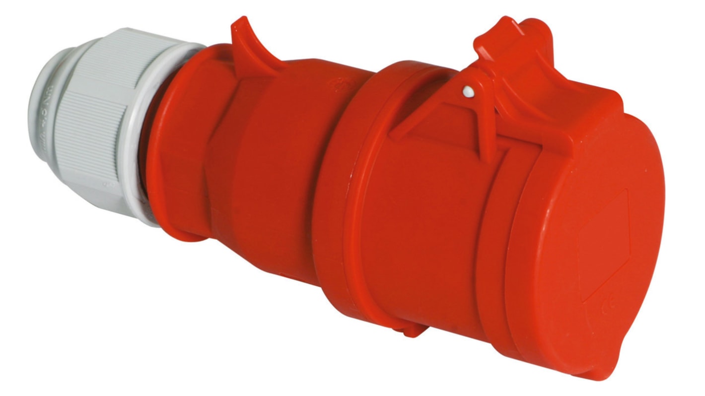 Bals 16A工业连接器插座, 3P + N + E, 415 V, IP44, 红色, 电缆安装
