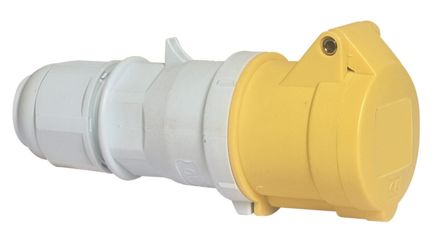 Bals IP44 Yellow Cable Mount 2P+E Industrial Power Socket, Rated At 32A, 110.0 V