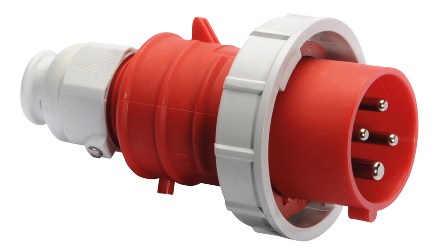 Bals IP67 Red Cable Mount 3P + E Industrial Power Plug, Rated At 16A, 415 V