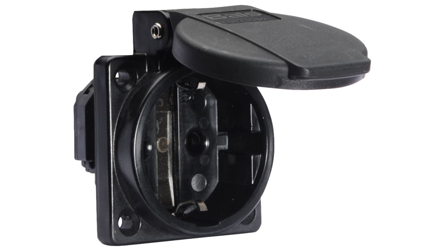 Bals IP54 Black Panel Mount 2P + E Industrial Power Socket, Rated At 16A, 250 V