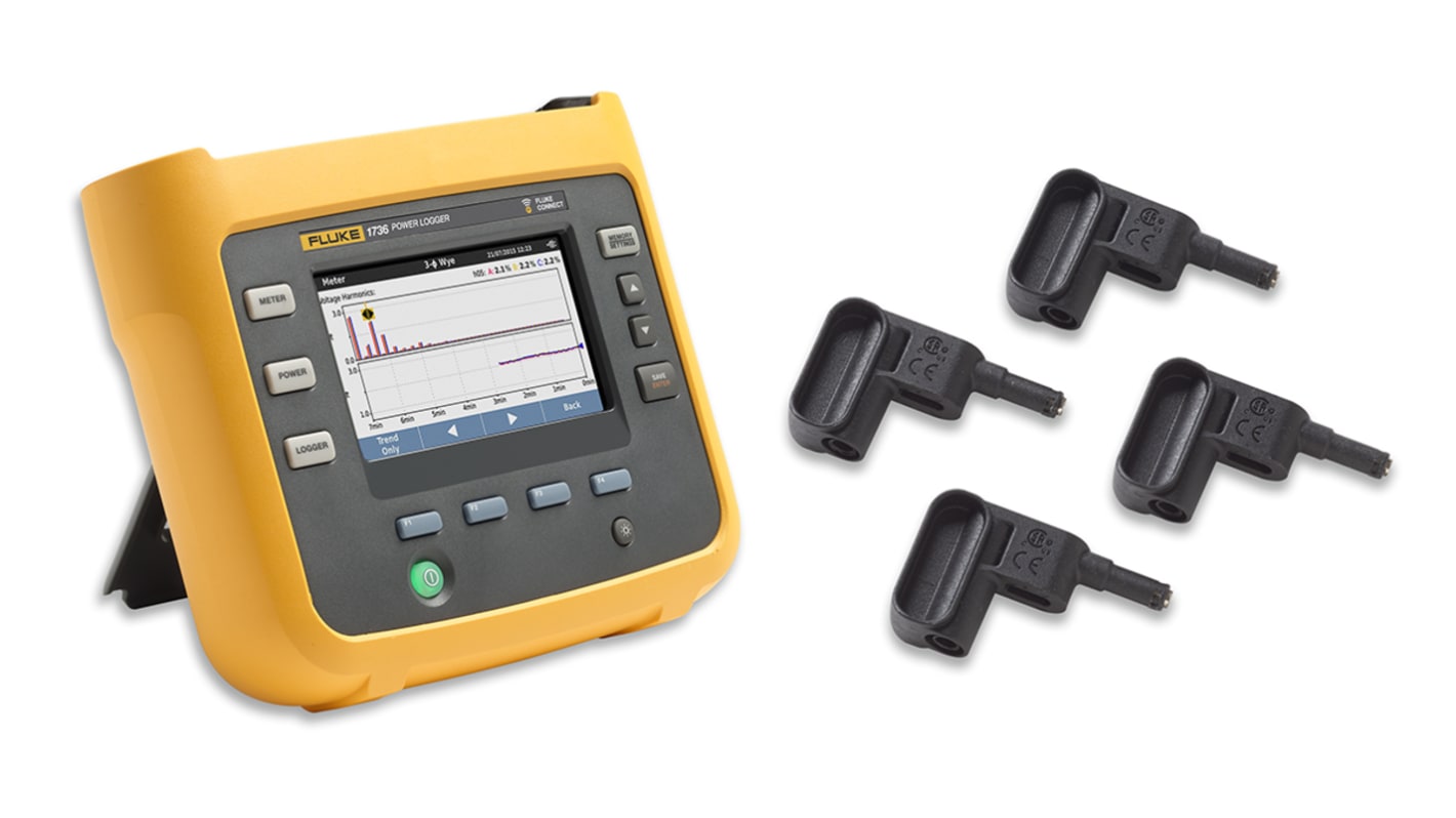 Fluke 4-Kanal Strom, Spannung, Frequenz, Oberwellen Energie-Logger, 1000V / 1500A, -10°C → +50°C