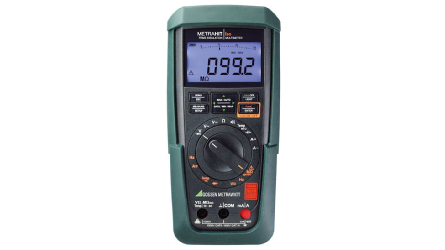 Gossen METRAHit ISO Hand LCD Digital-Multimeter, CAT II, CAT III 1000V ac / 10A ac, 30MΩ, ISO-kalibriert