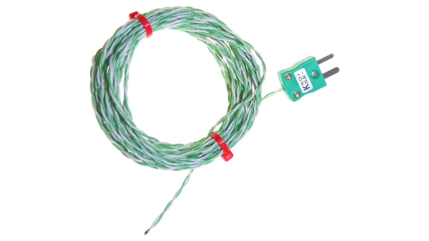 RS PRO Type K Exposed Junction Thermocouple 2m Length, 1/0.5mm Diameter → +250°C
