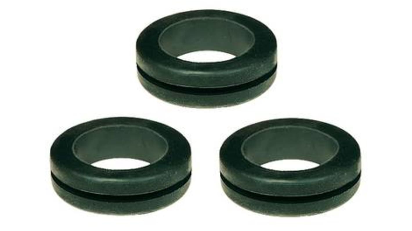 SES Sterling Black Polychloroprene 8mm Cable Grommet for Maximum of 4mm Cable Dia.