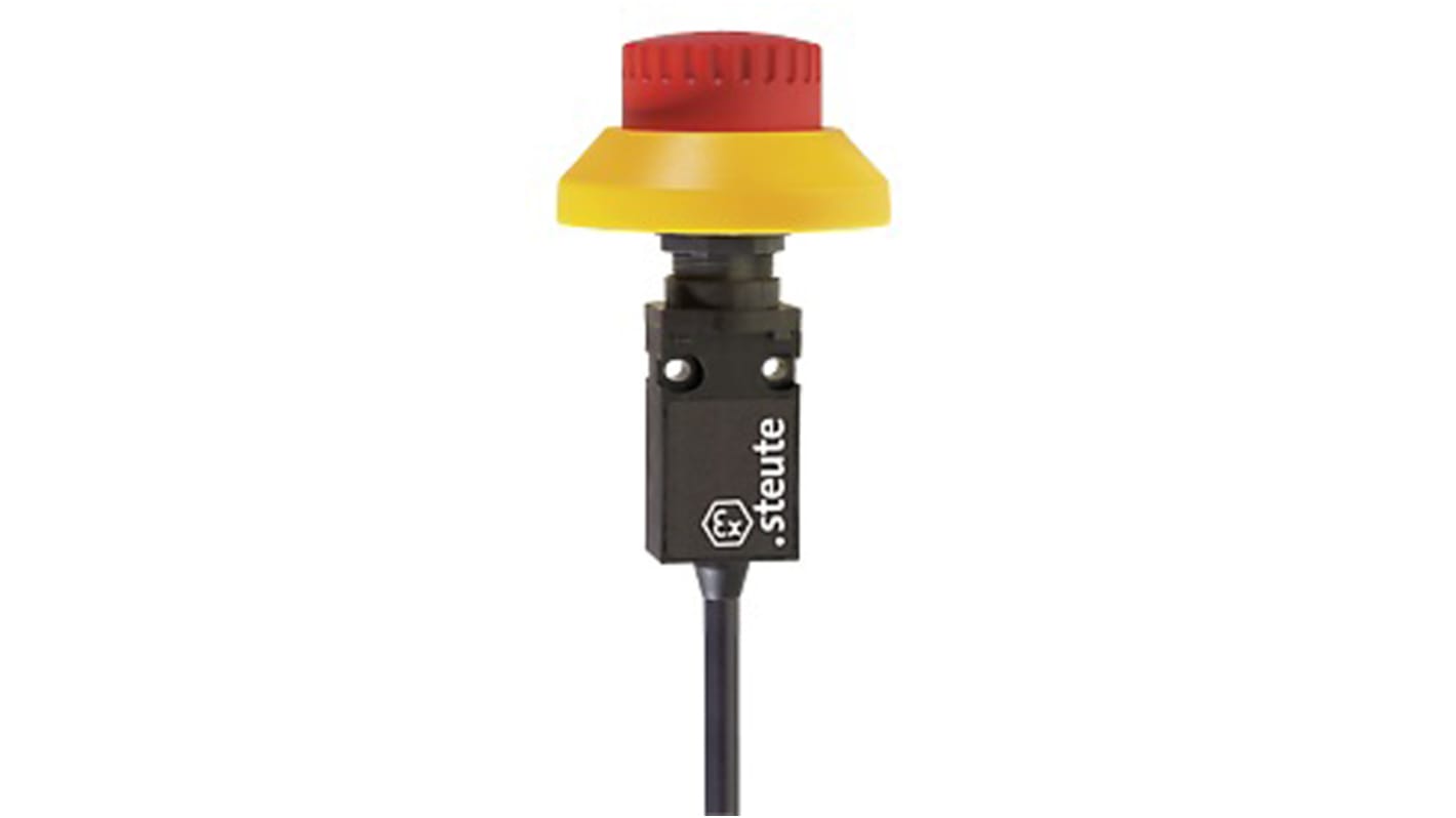 Steute 按钮式行程开关, 最大直流230V, 最大交流250V, 最大250 V 交流 6 A ， 230 V 直流 250mA, IP65, 电缆接口, 常开/常闭, Ex 14系列