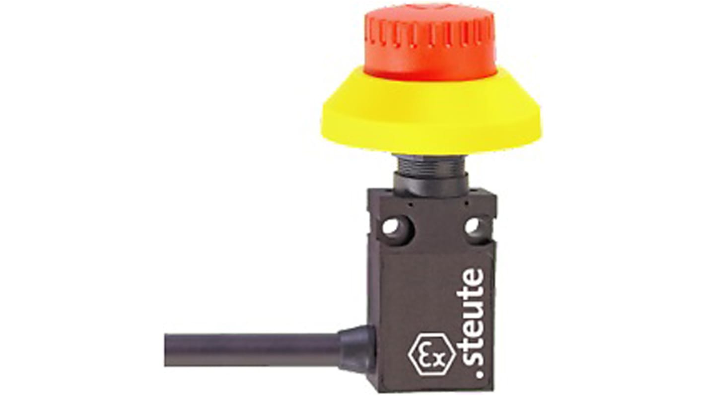 Steute 按钮式行程开关, 最大直流230V, 最大交流250V, 最大250 V 交流 6 A ， 230 V 直流 250mA, IP65, 电缆接口, 常开/常闭, Ex 14系列