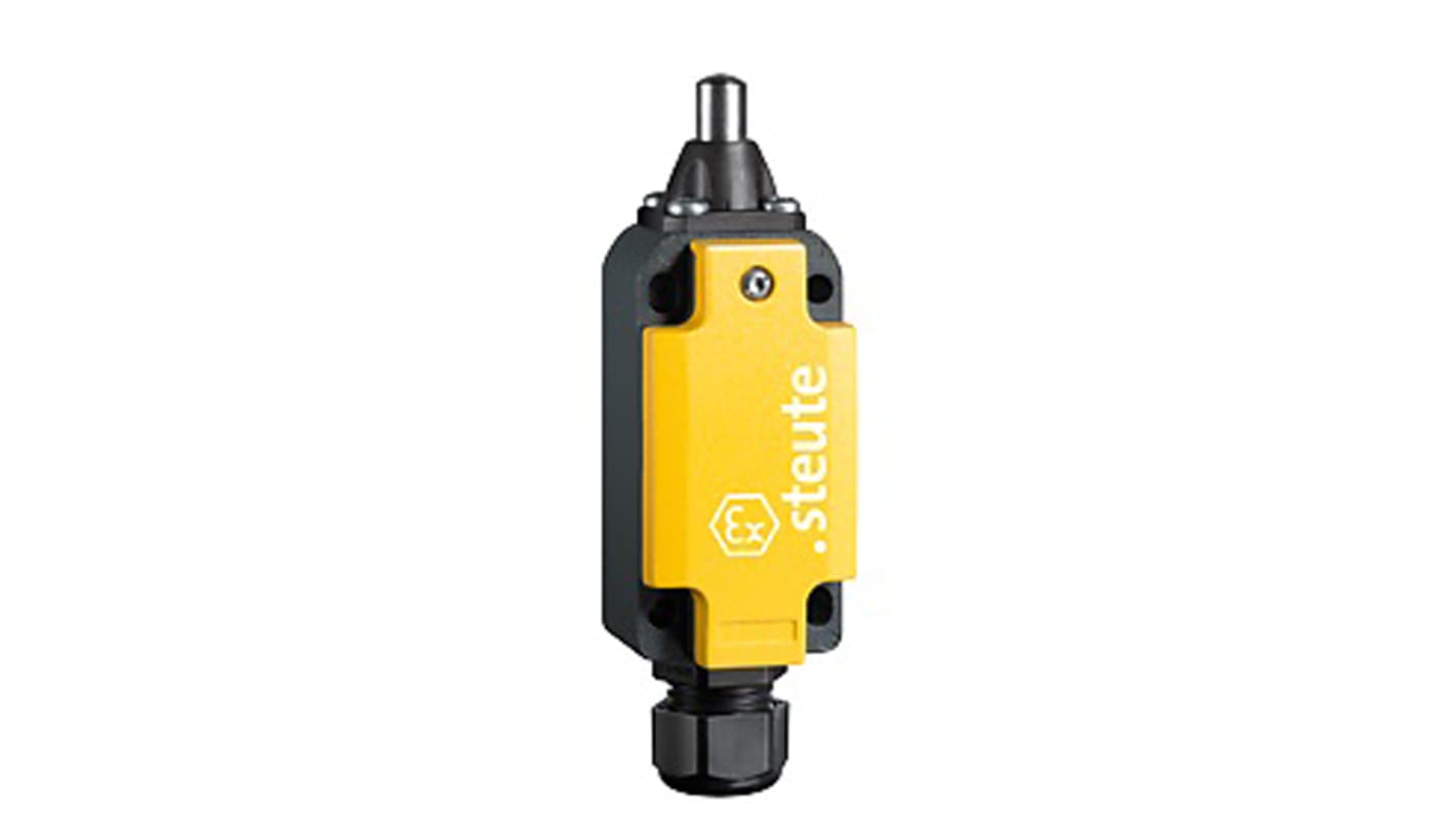 Steute Ex 98 Series Plunger Limit Switch, NO/NC, IP66, DPST, Aluminium Housing, 250V ac Max, T6 4.4A Max