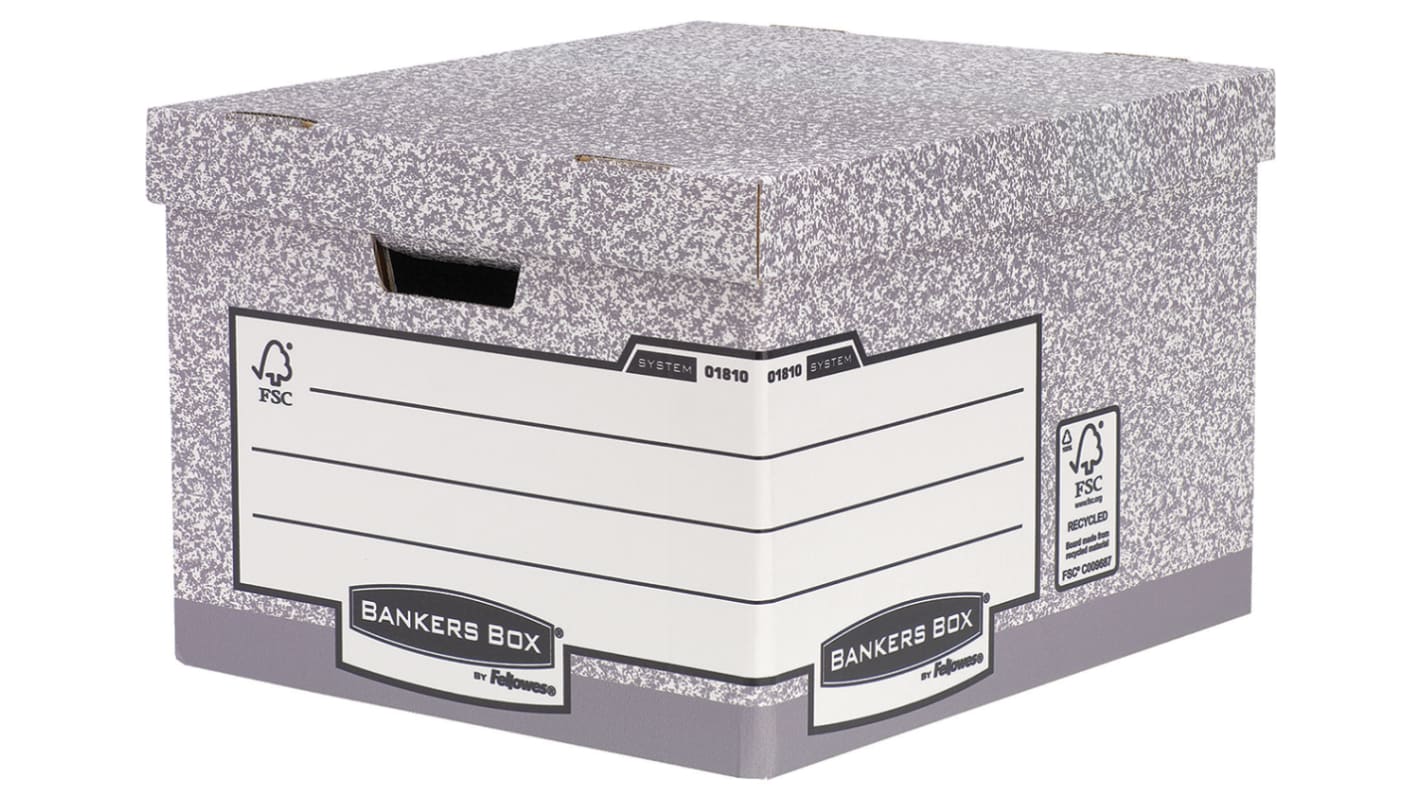 Fellowes Grey A4, Foolscap Archive Box, H293.62mm x W387.35mm x D444.5mm