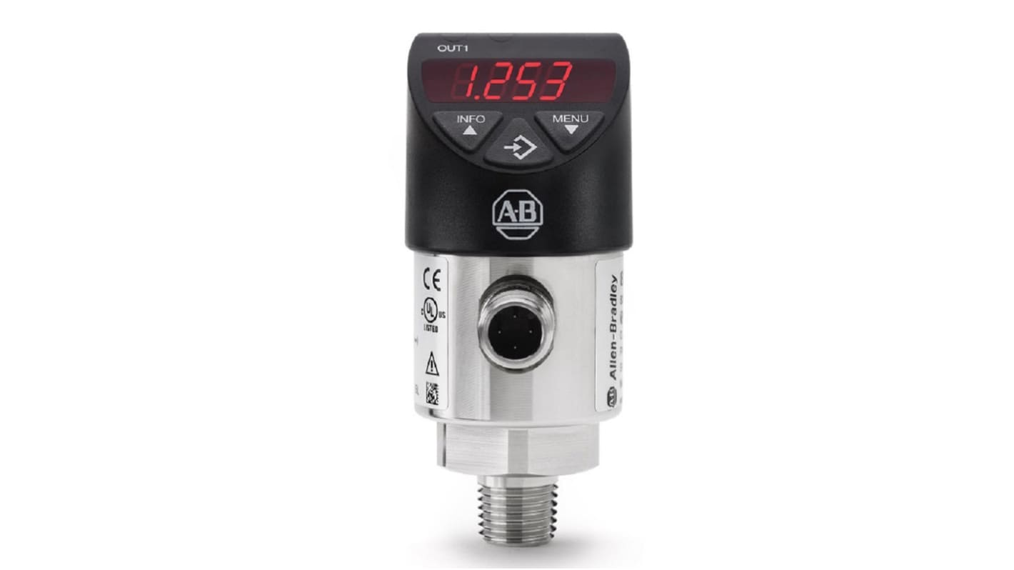 Allen Bradley 836P Series Pressure Sensor, 0bar Min, 6.89bar Max, 4 → 20 mA, Analogue, PNP-NO/NC Output,