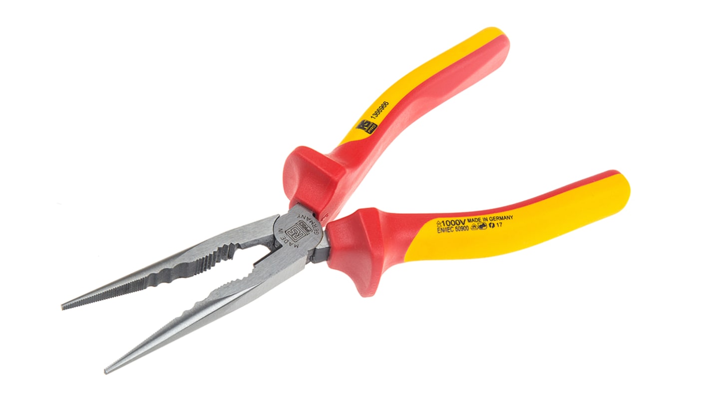 RS PRO Pliers, 200 mm Overall, Straight Tip, VDE/1000V