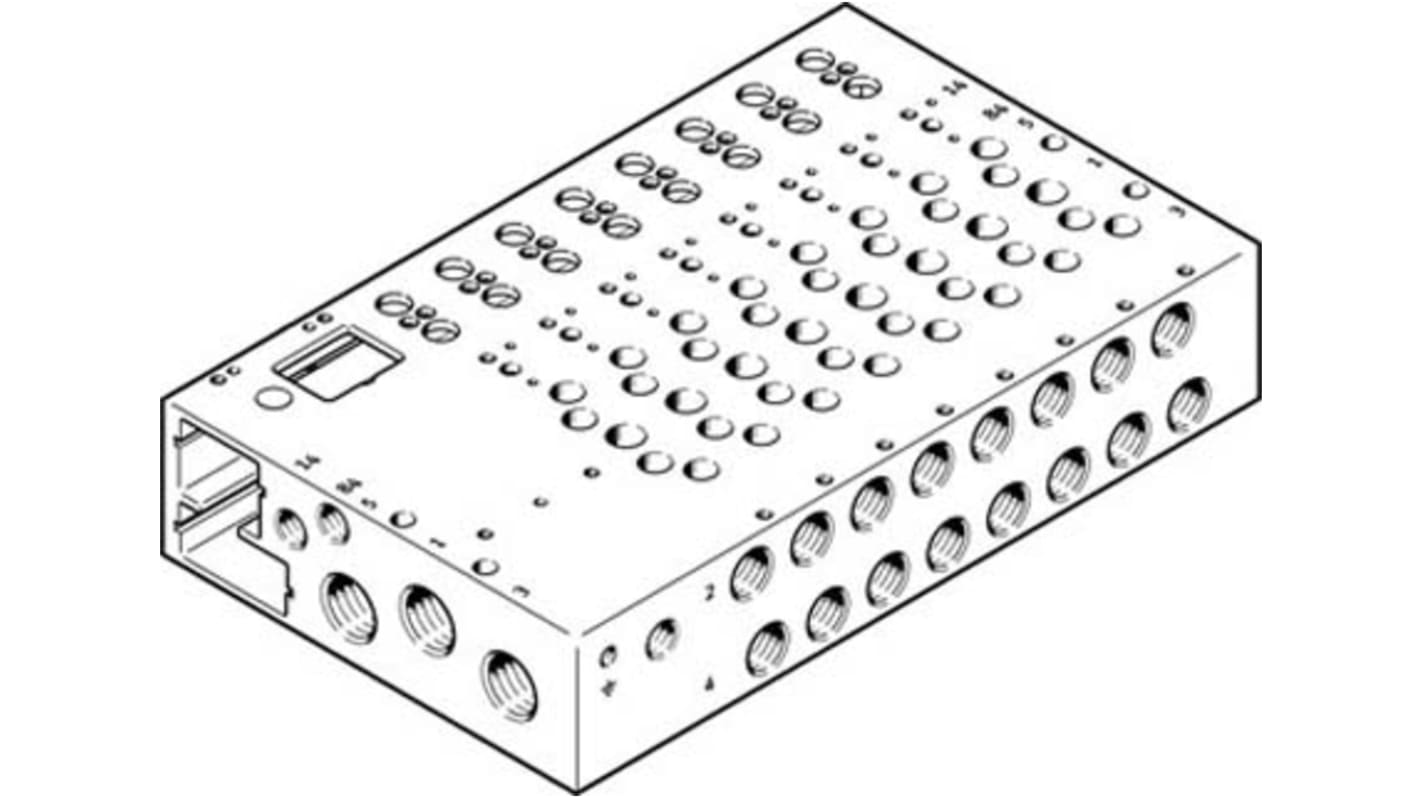 Placa base, Festo, 8 Estaciones , G 3/8, Aleación de Aluminio, 3/8pulgada, G