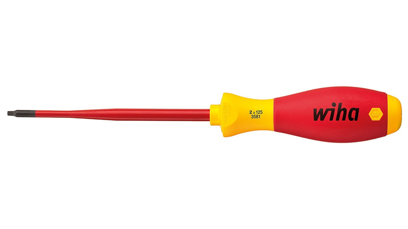 Wiha Square Insulated Screwdriver, #2 Tip, 125 mm Blade, VDE/1000V, 243 mm Overall