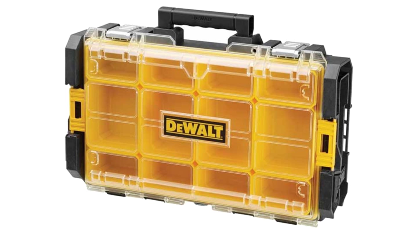 DeWALT 12 Cell Black, Yellow PC Compartment Box, 100mm x 543mm x 350mm