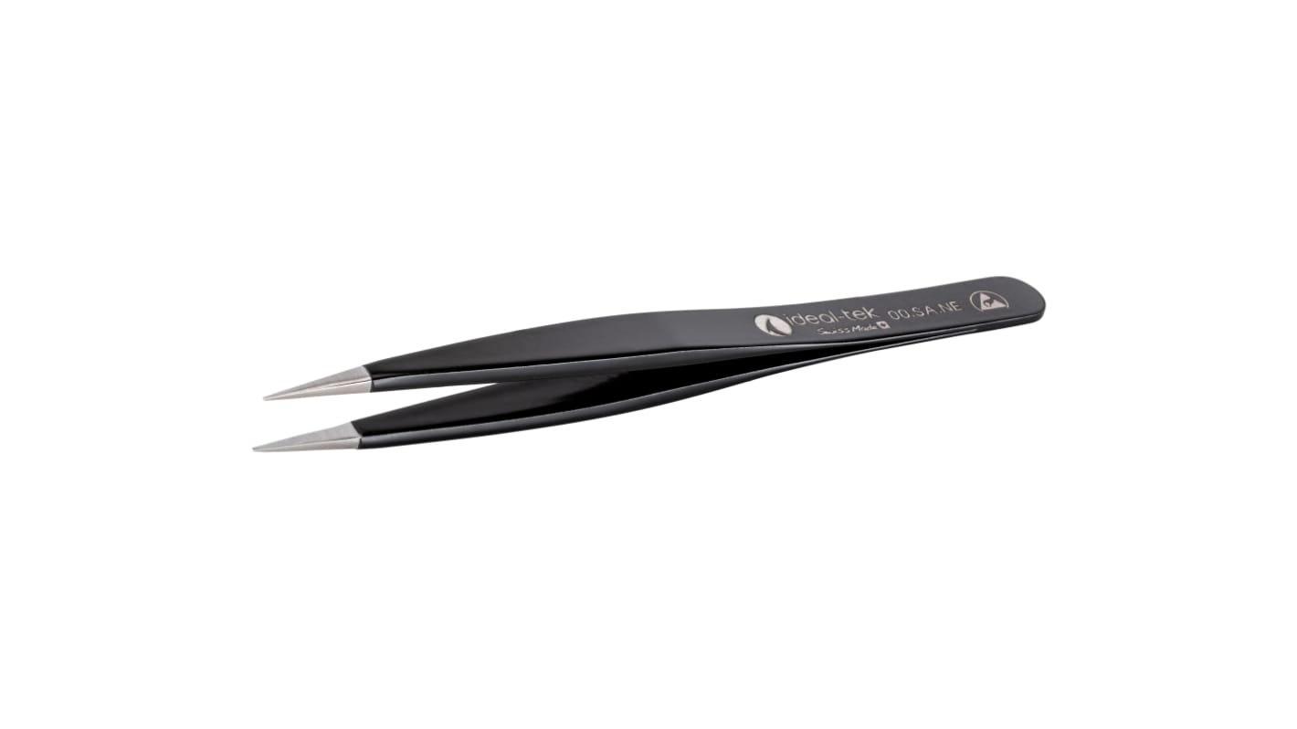 ideal-tek 120 mm, Polyester (Handle), Stainless Steel (Body), Flat, ESD Tweezers