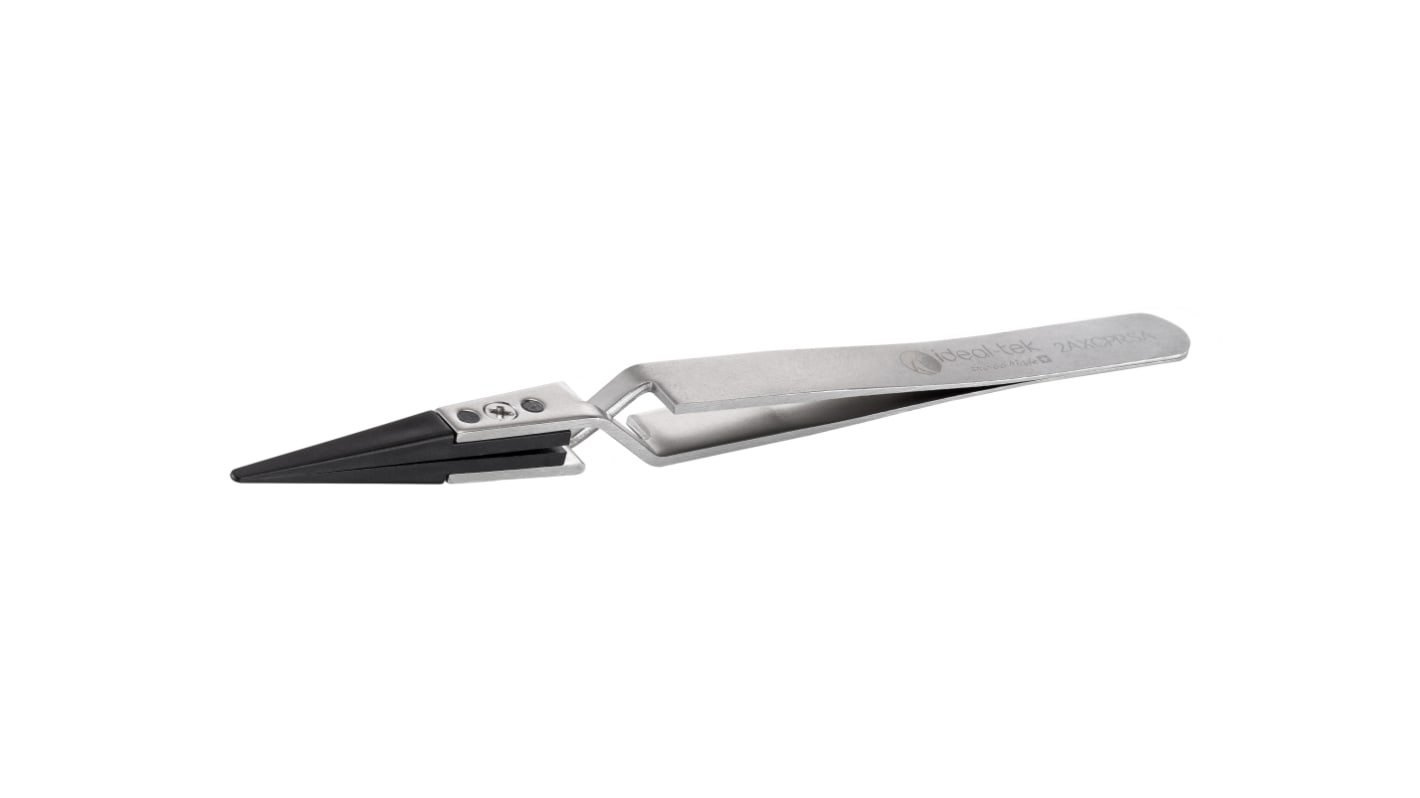 ideal-tek 130 mm, PEEK (Tip), Stainless Steel (Body), Flat; Rounded, ESD Tweezers