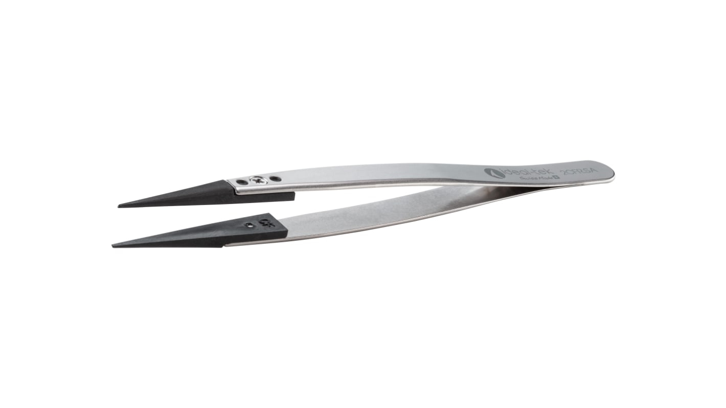 ideal-tek 130 mm, PA66/CF30 (Tip), Stainless Steel (Body), Flat; Rounded, ESD Tweezers