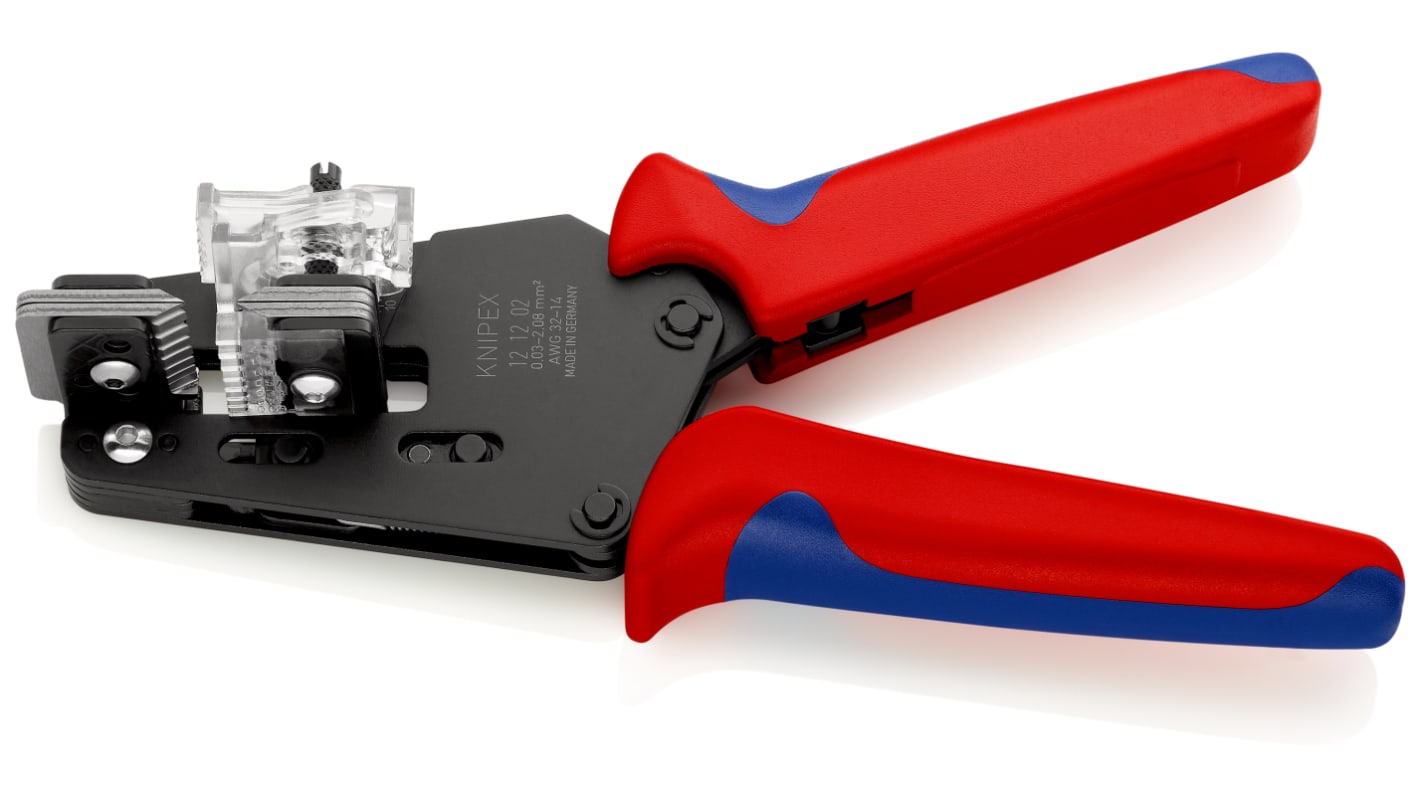 Knipex 12 12 02 Series Precision Insulation Stripper, 0.03mm Min, 2.08mm Max, 195 mm Overall