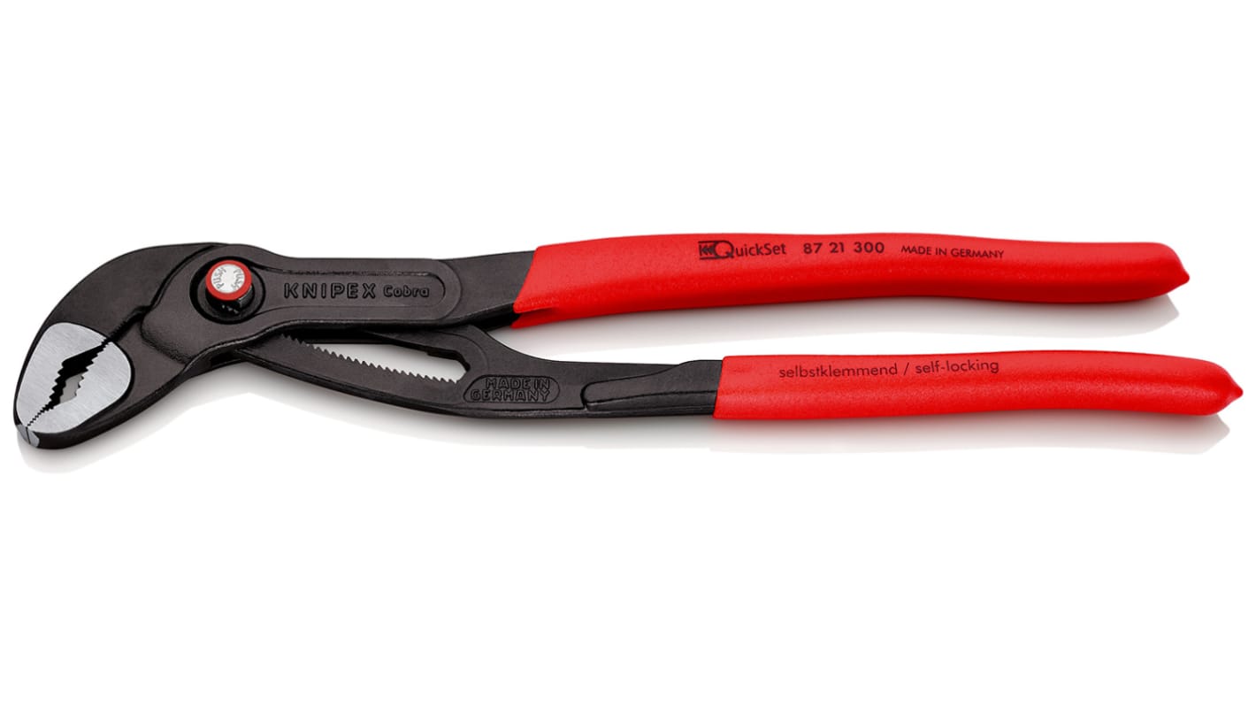 Knipex Cobra® QuickSet Water Pump Pliers, 300 mm Overall, Angled, Straight Tip, 70mm Jaw