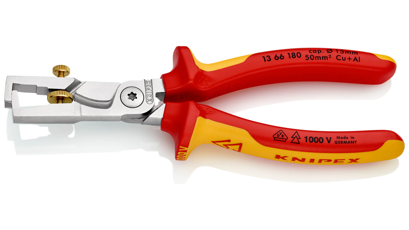 Knipex 13 66 Series Cable cutters and wire strippers, 0.1 mm² Min, 10 mm² Max, 180 mm Overall