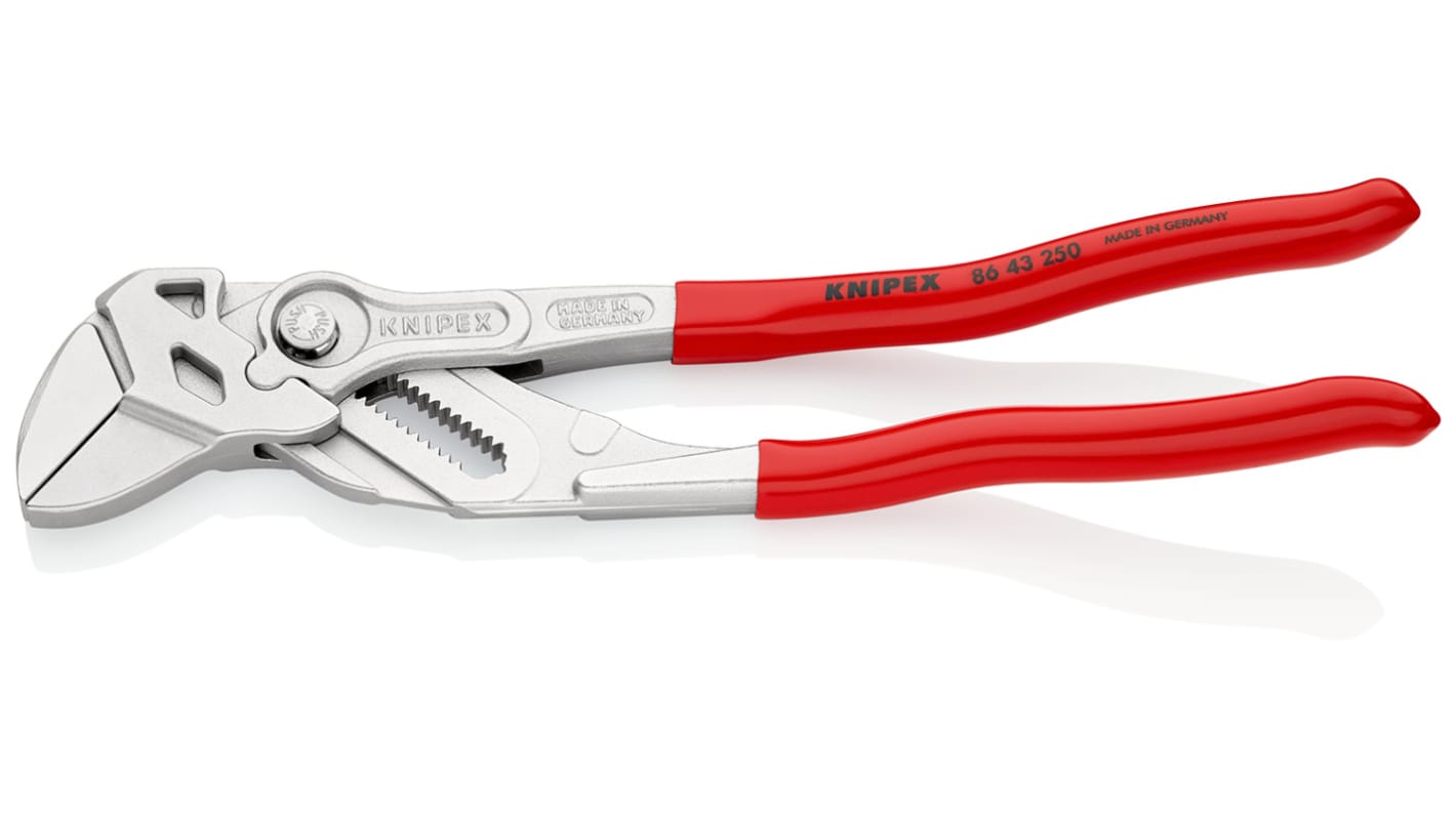 Knipex Plier Wrench, 250 mm Overall, Angled, Straight Tip, 46mm Jaw