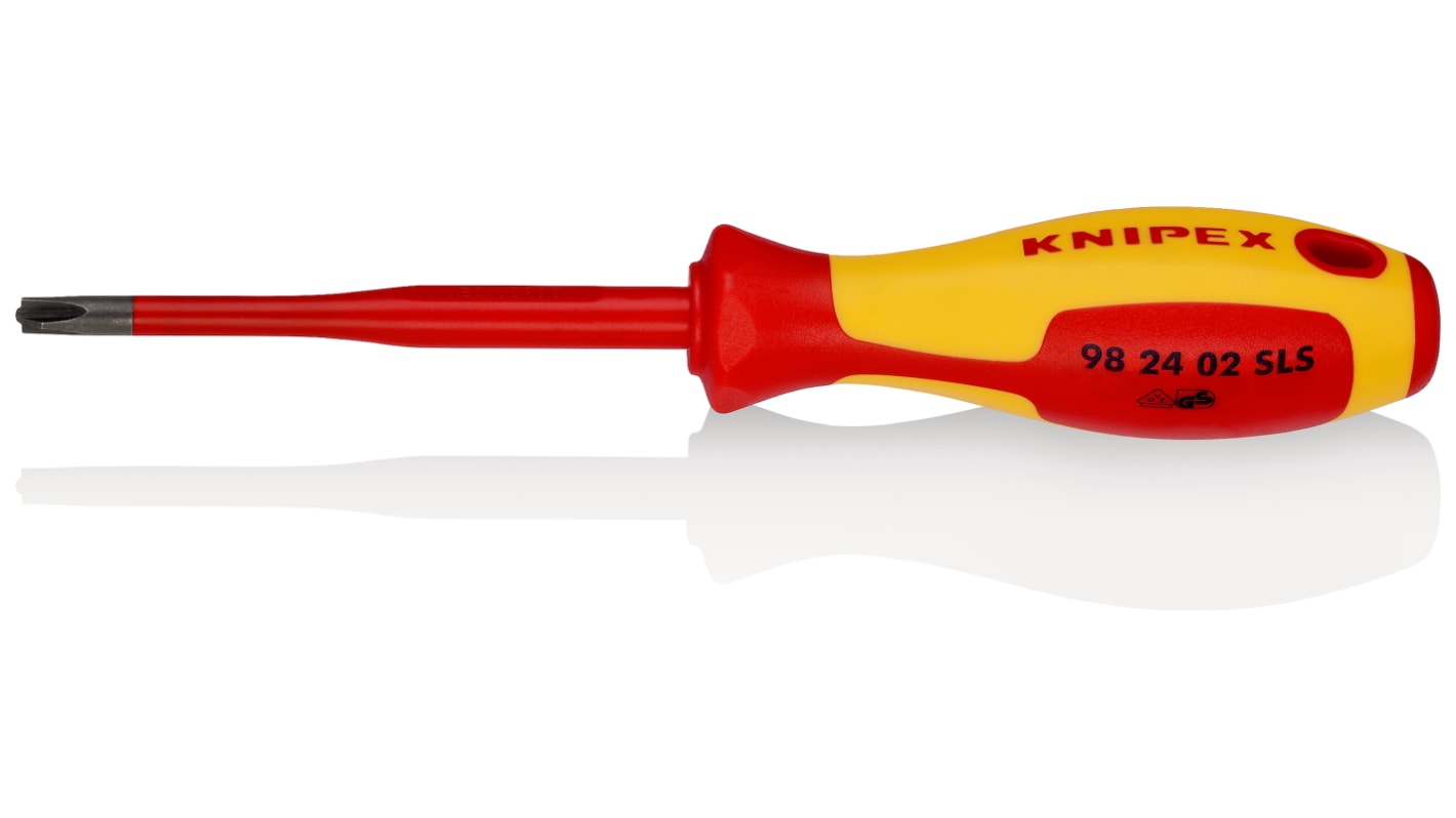 Knipex Phillips, Plusminus (Pozidriv/Slotted), Slotted Insulated Screwdriver, PlusMinus PH2 Tip, 100 mm Blade,