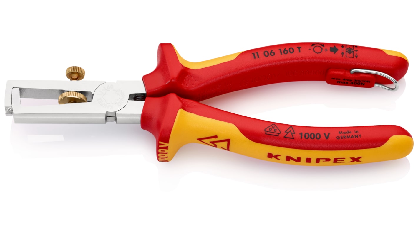 Knipex 11 06 160 T Series Universal stripping pliers, 0.1 mm² Min, 10 mm² Max, 160 mm Overall