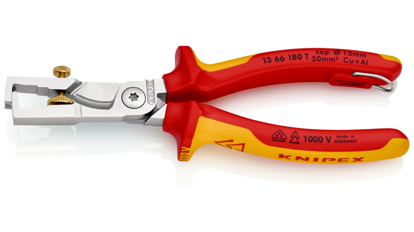 Knipex 13 66 180 T Series Cable cutters and wire strippers, 0.1 mm² Min, 10 mm² Max, 180 mm Overall
