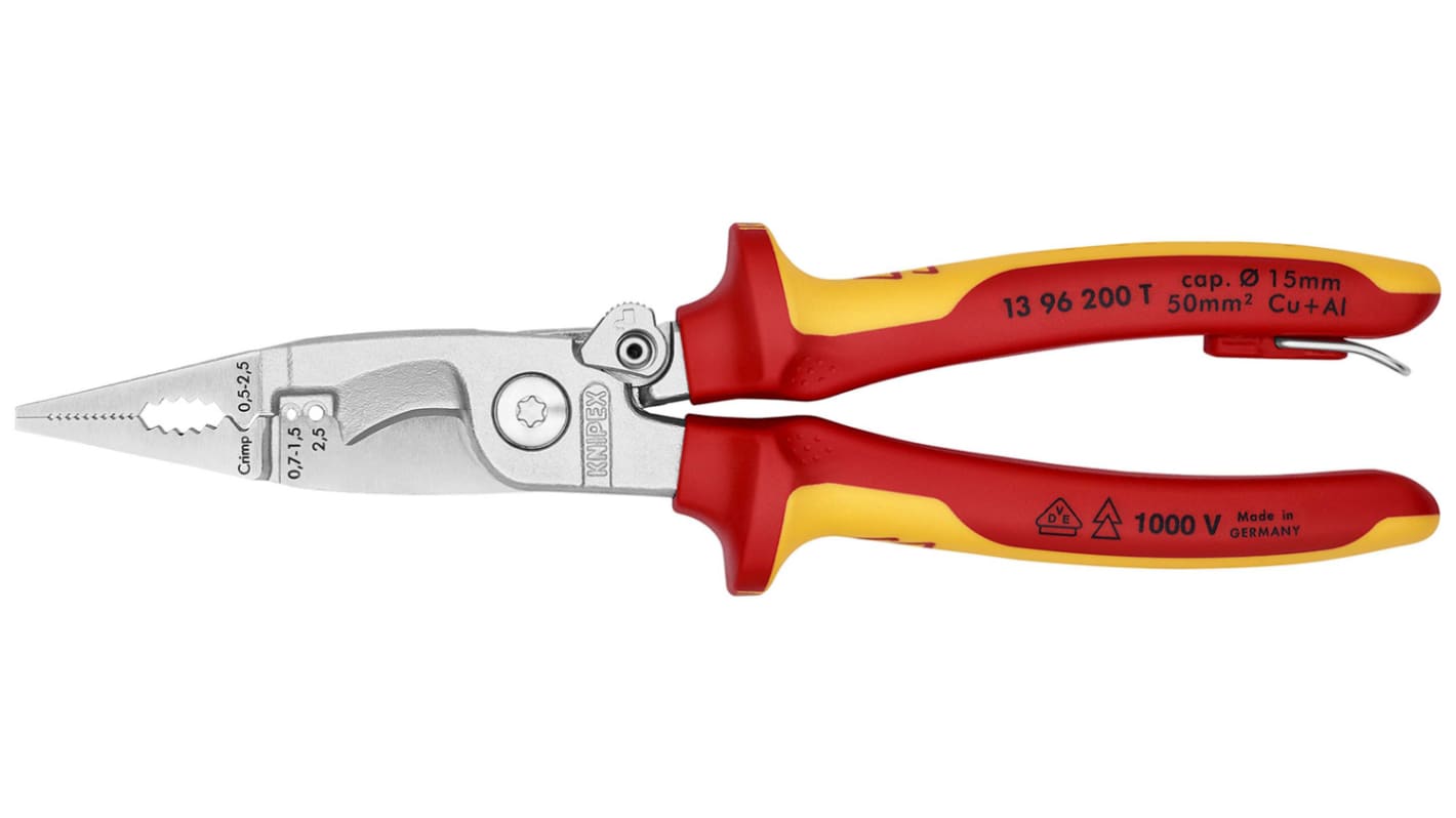 Knipex Combination Pliers, 200 mm Overall, Straight Tip, VDE/1000V