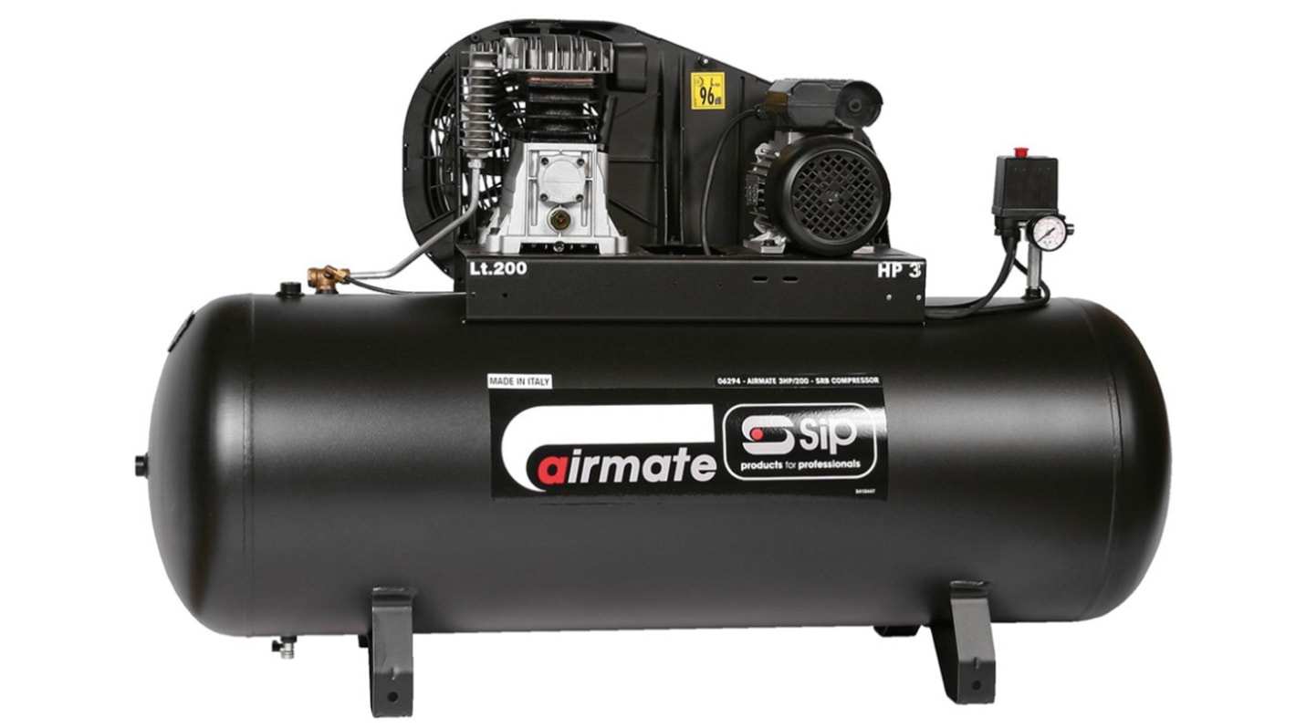 SIP 3HP 200 l Air Compressor, 10bar, 96kg