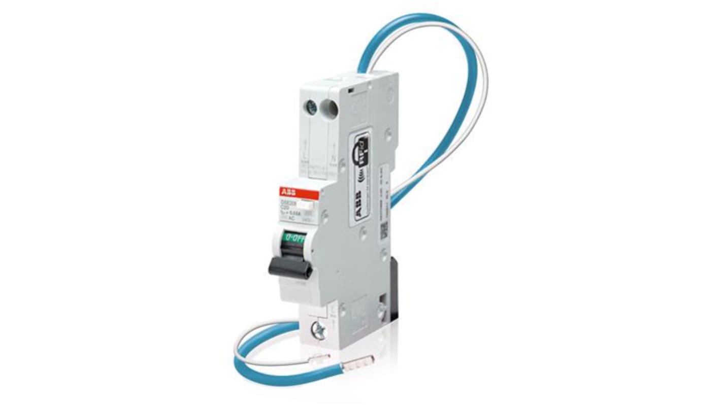 ABB RCBO, 16A Current Rating, 1P+N Poles, 30mA Trip Sensitivity, Type C, System Pro M Compact Range