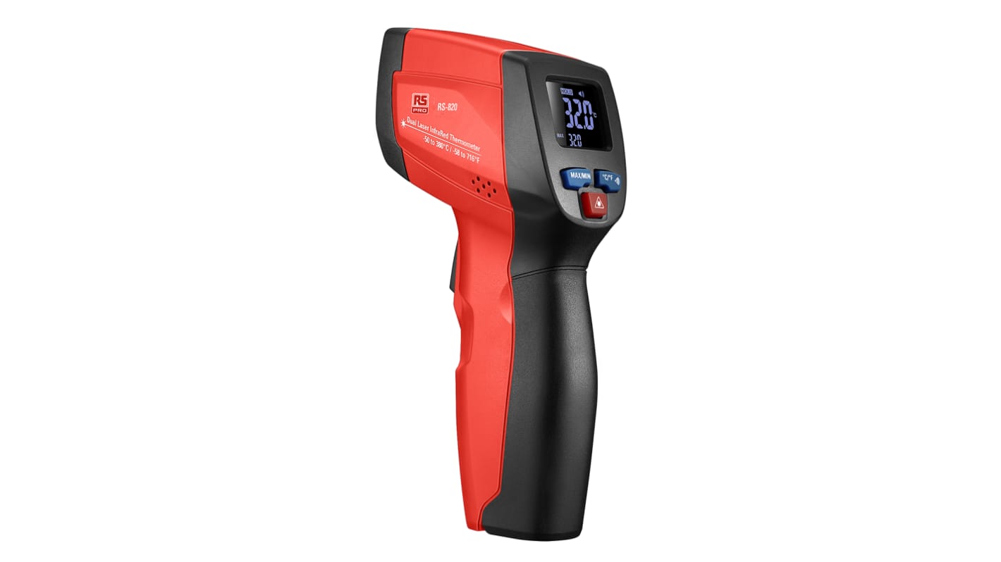 Termometr na podczerwień temp: +380 °C, +716 °F ±1%, z kalibracją ISO wsp. odległości: 12:1