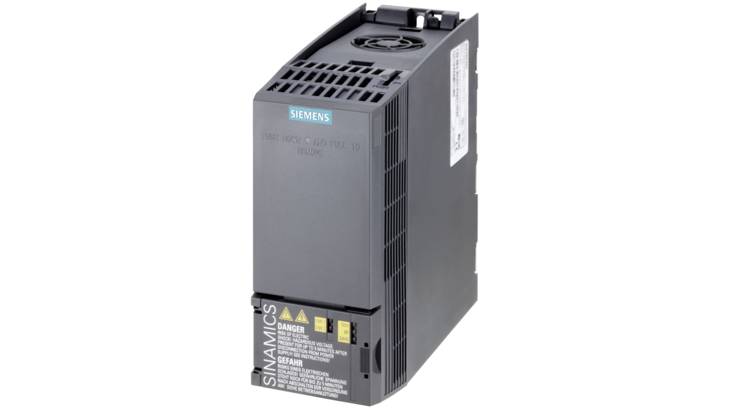 Siemens Inverter Drive, 0.55 kW, 3 Phase, 400 V ac, 2.5 A, 2.9 A, SINAMICS G120C Series