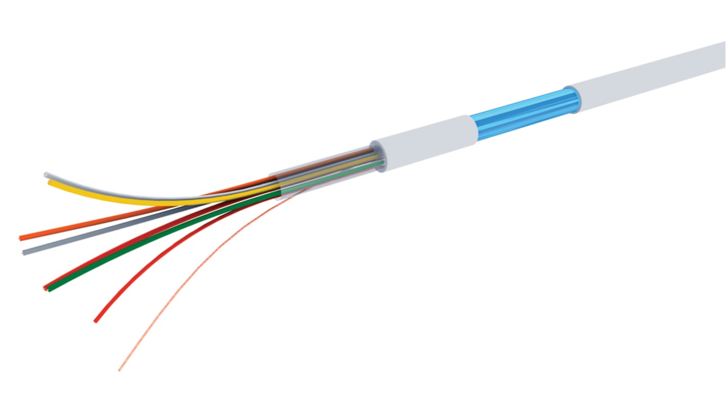 RS PRO Control Cable, 6 Cores, 0.22 mm², Screened, 100m, White PVC Sheath