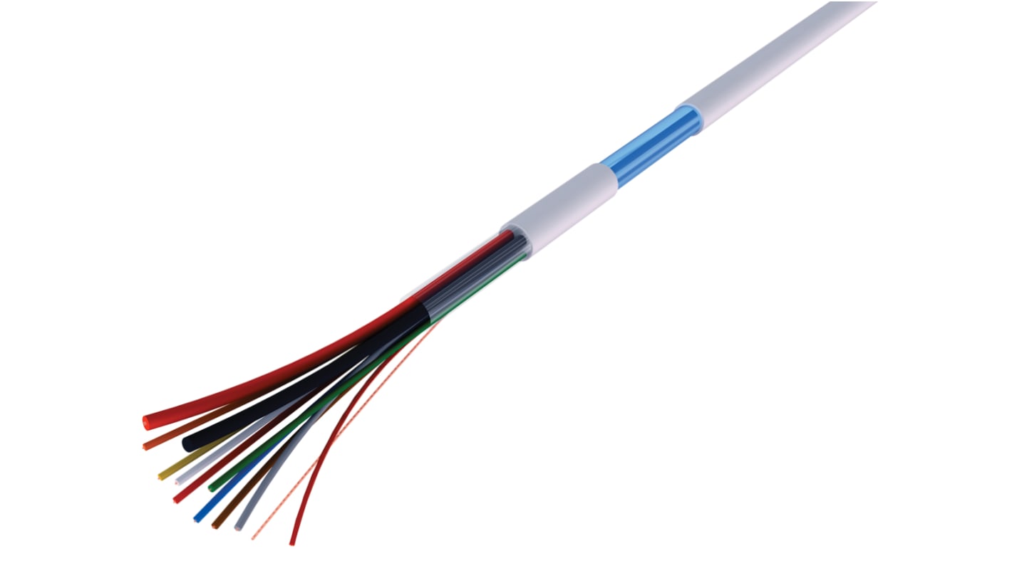 RS PRO Control Cable, 6 Cores, 2 x 0.75 mm², 4 x 0.22 mm², Tranxalarm, Screened, 100m, White PVC Sheath