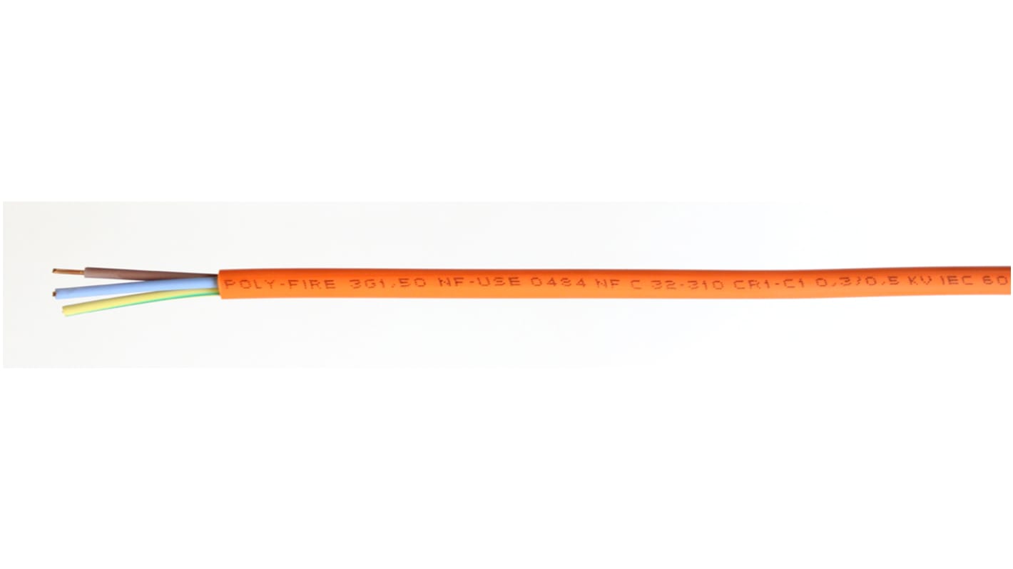 Cable de alimentación RS PRO de 3 núcleos, 1,5 mm², Ø ext. 8.4mm, long. 100m, 300 V, 500 V / 10 A, funda de