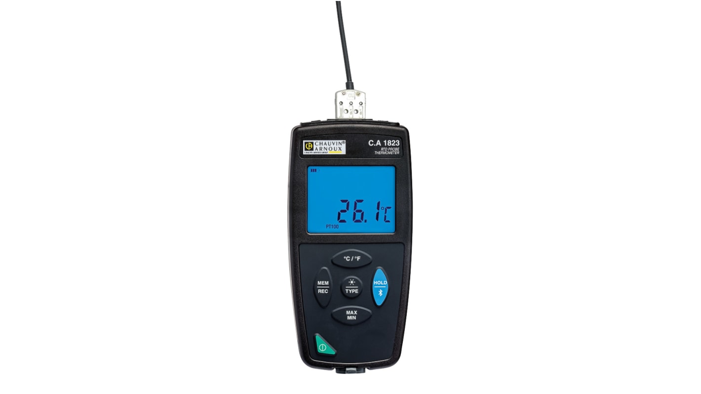 Chauvin Arnoux CA 1823 Wired Digital Thermometer for Multipurpose Use, PT100, PT1000 Probe, 1 Input(s) - With RS