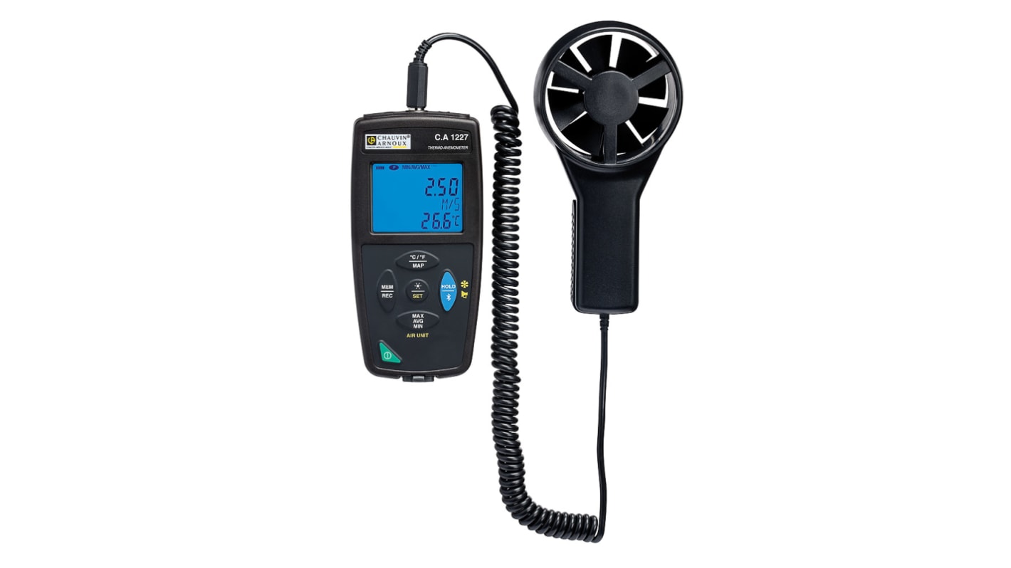 Chauvin Arnoux CA 1227 Vane Anemometer, 35m/s Max, Measures Air speed, Air Flow, Temperature