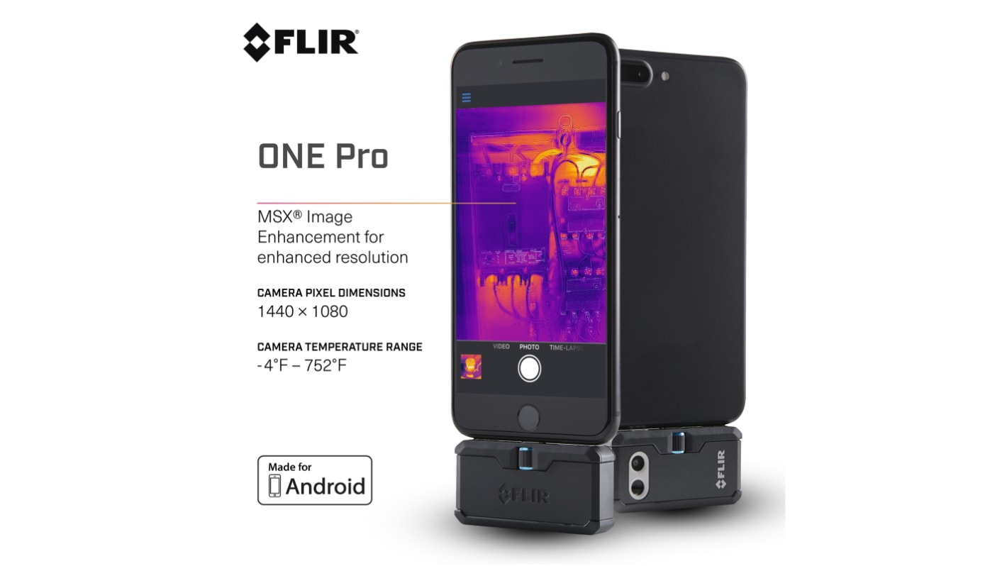Cámara termográfica FLIR ONE PRO Android for Smartphones, -20 → +400 °C, resolución IR 160 x 120píxel, enfoque
