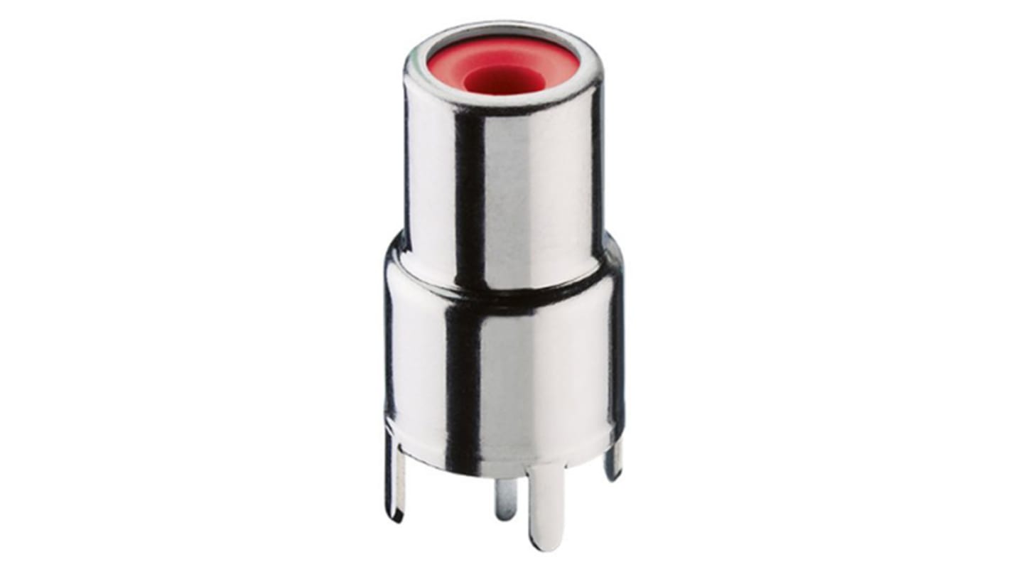 Lumberg Red PCB Mount RCA Socket, Nickel, Tin, 2A