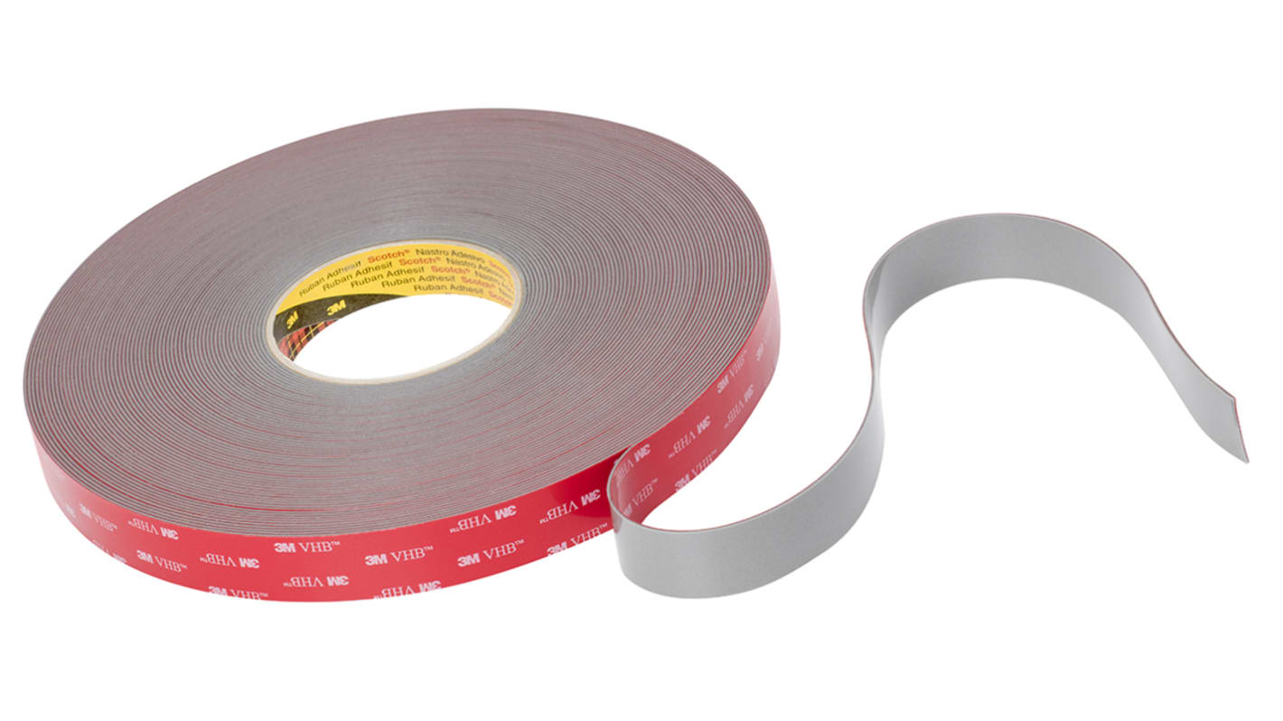 3M GPH-160GF Schaumstoff Klebeband doppelseitig, Grau, Stärke 1.6mm, 12mm x 33m, 34 N/cm