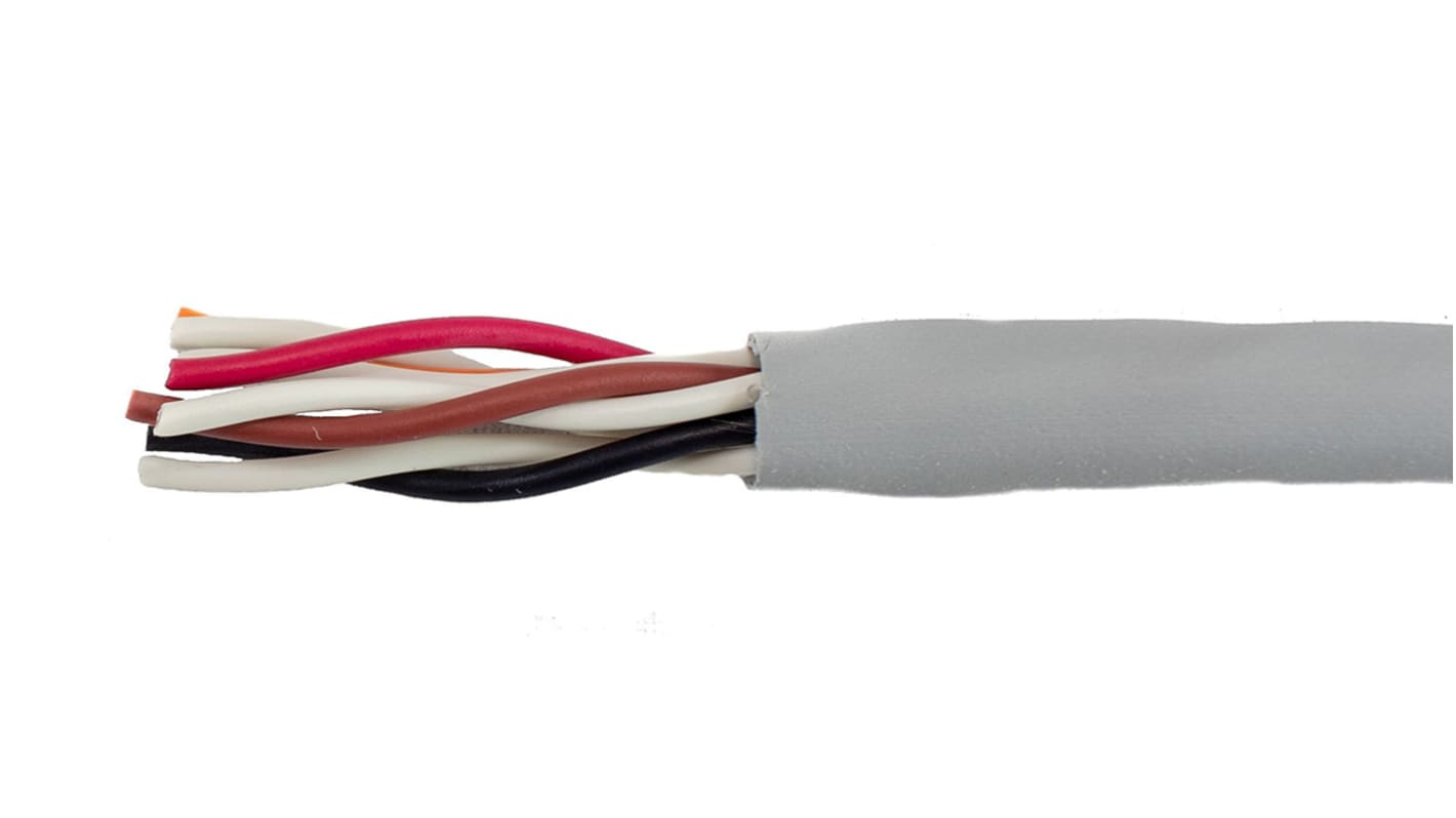 Alpha Wire Ecogen Ecocable Mini Series Data Cable, 4 Pairs, 8 Cores, 0.09 mm², Unscreened, 28 AWG, 30m, None Shield